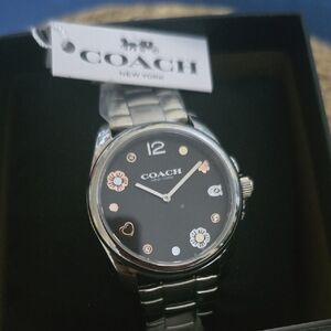 Coach Black Dial Stainless Steel Bracelet Watch with Rose-Gold Accents